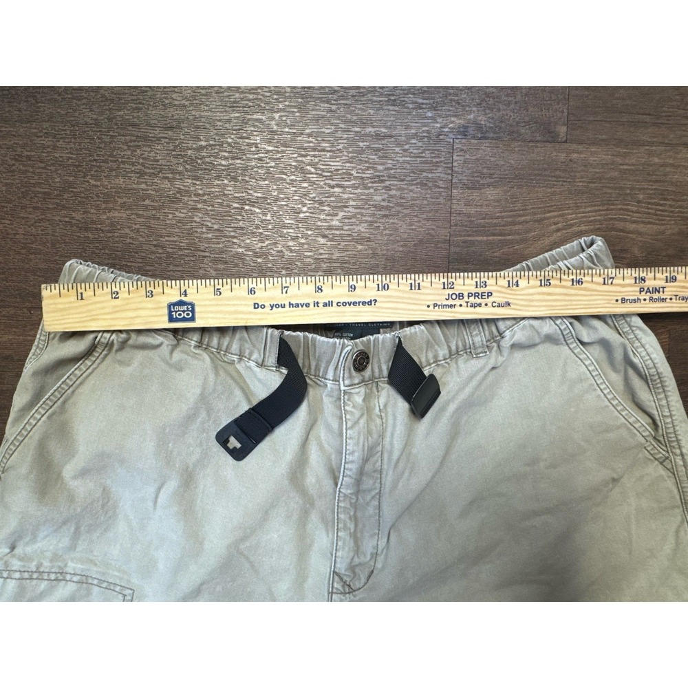 Royal Robbins Mens XL Light Grey 8" Belted 100% Cotton Hiking Travel Shorts - Picture 6 of 10